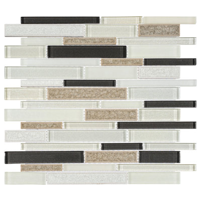 Reign Natural Stone and Glass Beveled Tile Mosaic Sheet