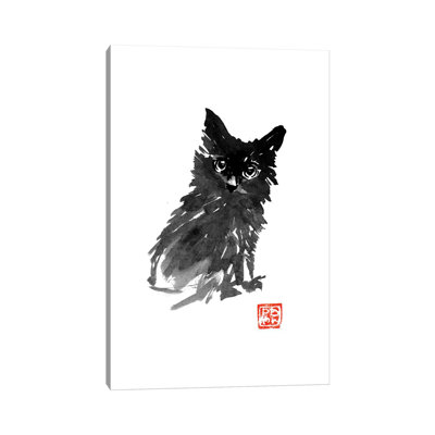 «Little Black Cat» par Péchane, reproduction d'art sur toile tendue