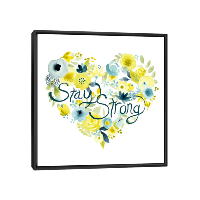 « heartfelt floral i », impression sur toile, H 18 po x l 18 po x P 1,5 po, Toile avec cadre flottant noir, Pas de tapis