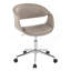 Chaise de travail en métal chromé et similicuir gris clair-1344858489-1344858490