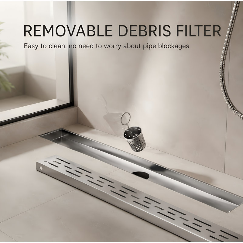Majesta 24" Brushed Nickel linear grid drain, Brushed Nickel