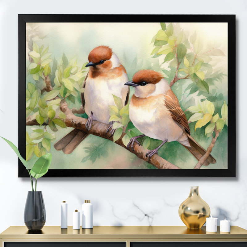 Oiseau sur toile, impression de jardin printanier, oiseaux du printemps IV, H 30 po x l 40 po x P 1,5 po, Cadre simple noir