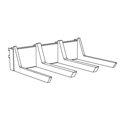 Ensemble de poutre de tablette, support de 24 po de largeur, 8 bacs / 17 bras pour bacs de 8 po x 17 po