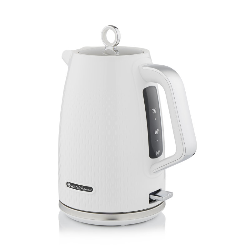 Swan Elegance Cordless Kettle, Sleek Textured Gloss Finish with Rapid Boil and Boil Dry Protection, 1.7 Litres, 3000W, White
