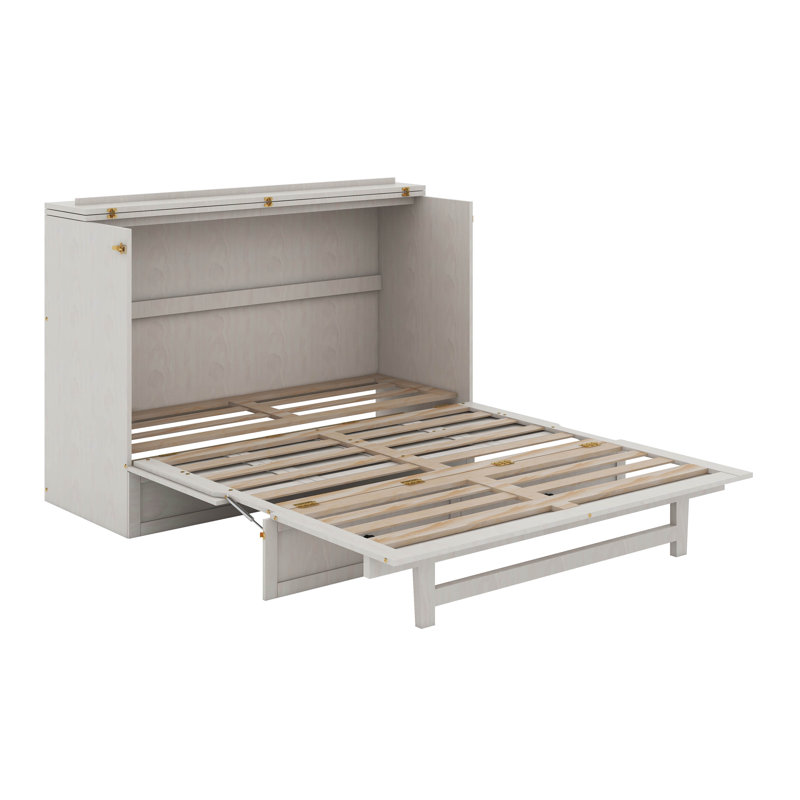 Queen Size Murphy Bed With Large Drawers, Queen, Brushed White