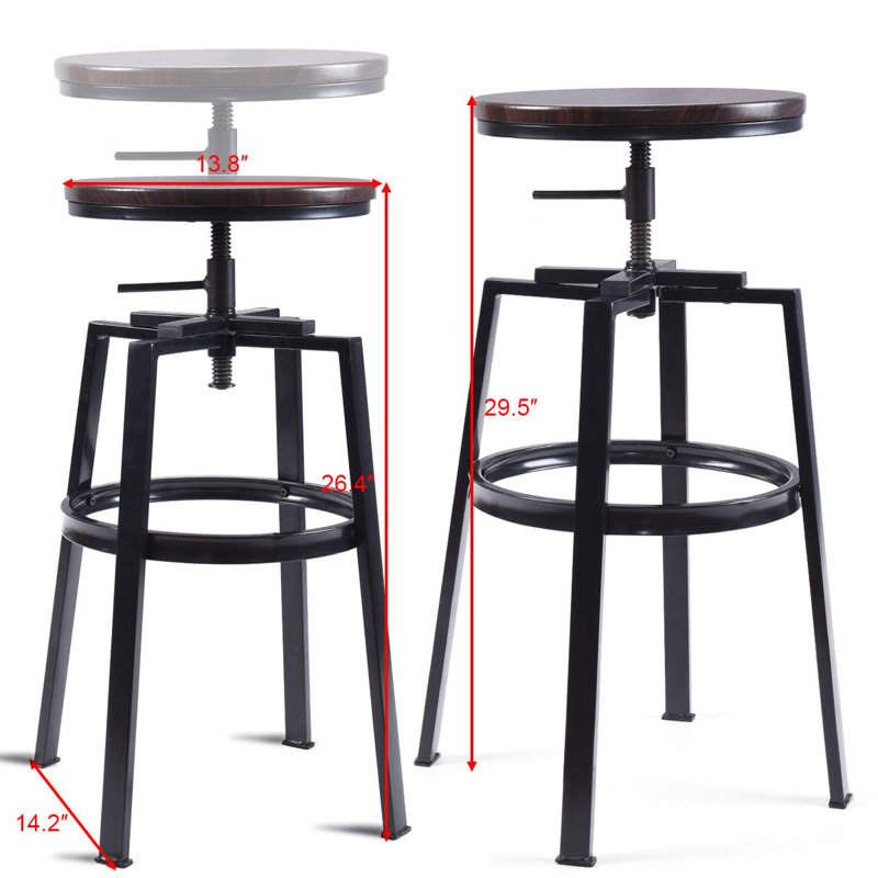 Reina Swivel Adjustable Height Counter Stool with Metal Frame
