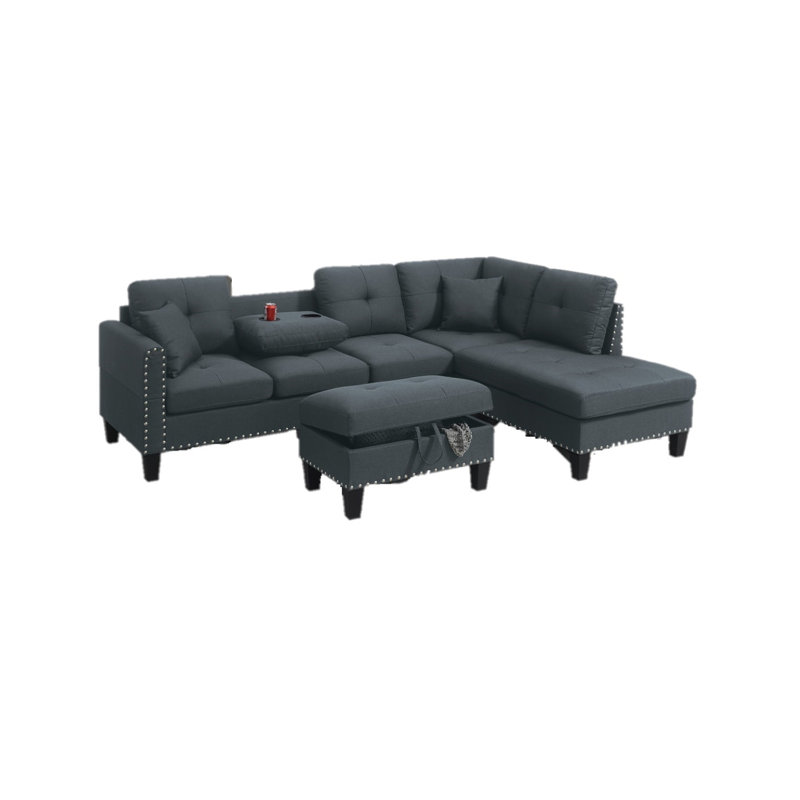 Ensemble de canapé modulaire 3 pièces Living Room Furniture, Tissu gris anthracite
