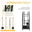 Support de rangement en bois de chauffage noir avec outils - Support d'intérieur et d'extérieur robuste à 2 niveaux, pour