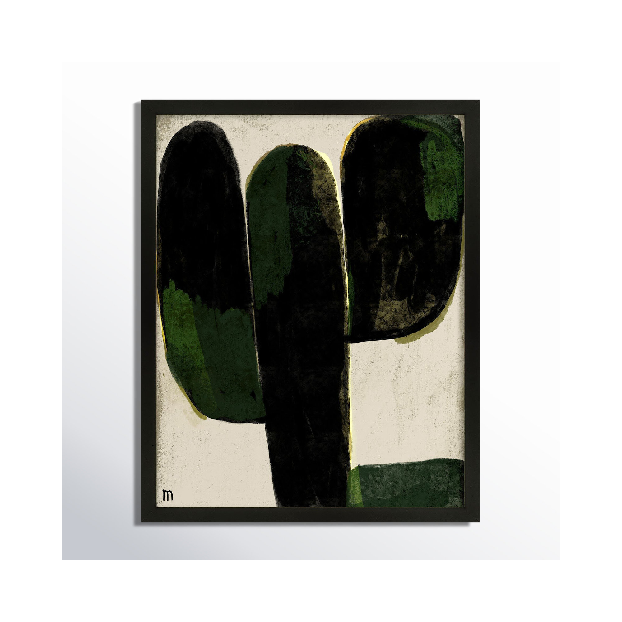 Succulent #1 by StudioM, 20" H x 16" W x 1.25" D, Black