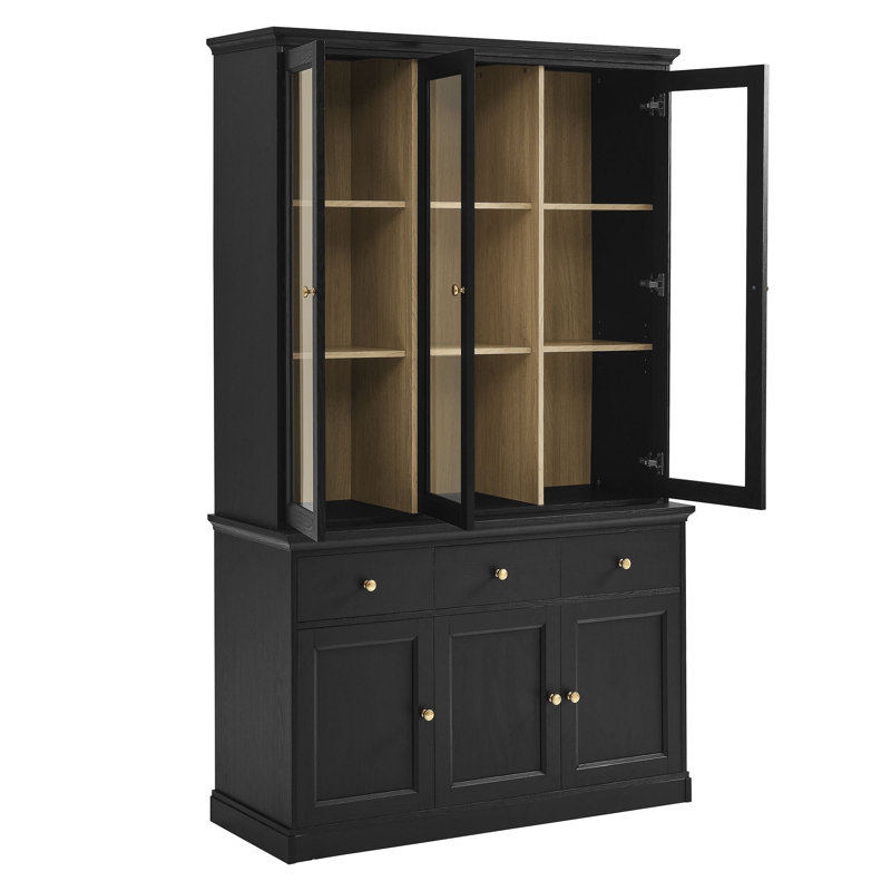 Grande vitrine de rangement Amara de 79 po en chêne noir