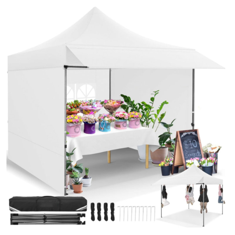 10'x10' Pop Up Canopy with Sidewalls, Gray