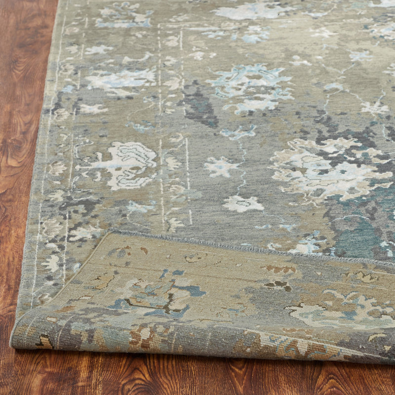 Illusion Weave Hand Knotted Abstract Area Rug, Rectangle 10' x 14'