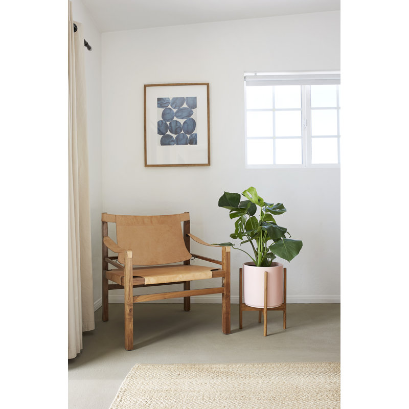 Pot à fleurs en grès Riverside, Rosé / teck, H 18,25 po x l 12,6 po x P 12,6 po