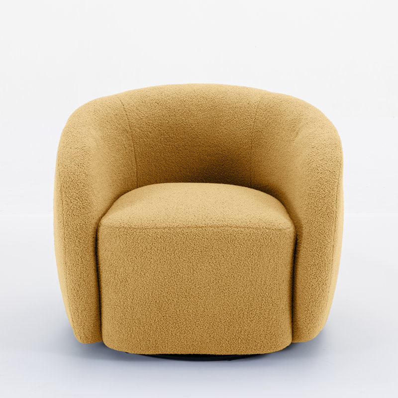 Fauteuil demi-tonneau Katherline, Mélange de polyester jaune