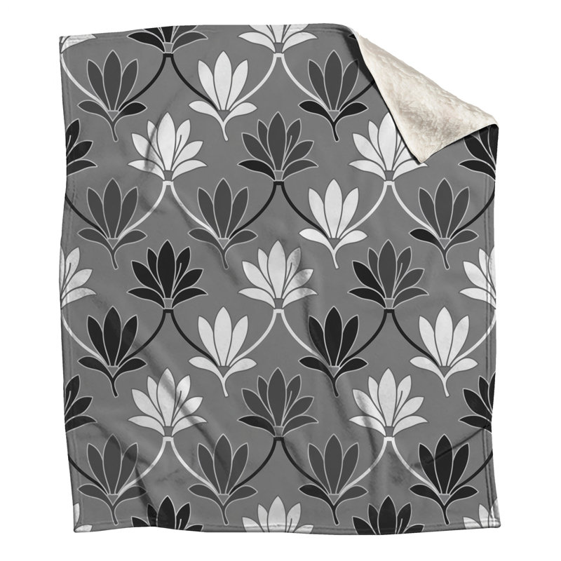 Couvertures à motifs floraux gris, 50in W x 60in H