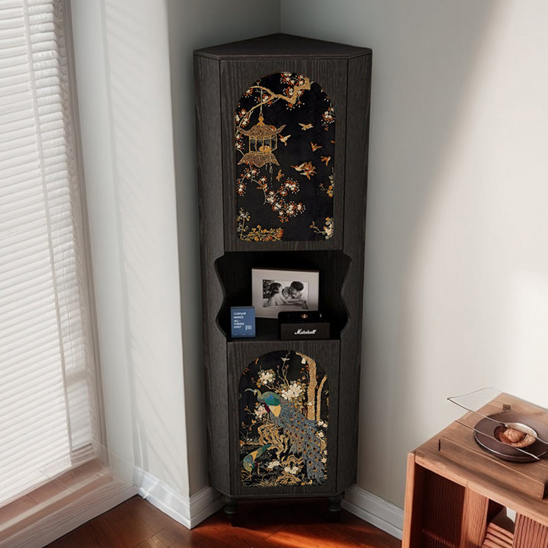 Modern living room art corner high bookcase, Black