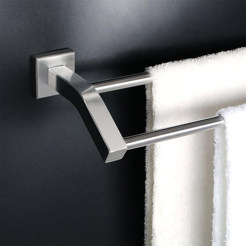 Porte-serviettes double 24 po en acier inoxydable robuste pour salle de bain SUS304, Nickel brossé
