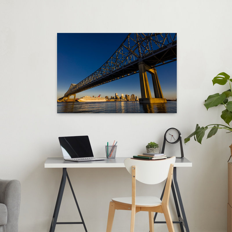 Crescent City Bridges cross Mississippi River New Orleans Louisiana USA 1 Piece Wrapped Canvas Wall Art