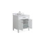 Meuble-lavabo moderne autoportant blanc Durand de 76 cm (30 po), de marque Tennant, avec lavabo simple et comptoir en quartz blanc, entièrement assemblé.