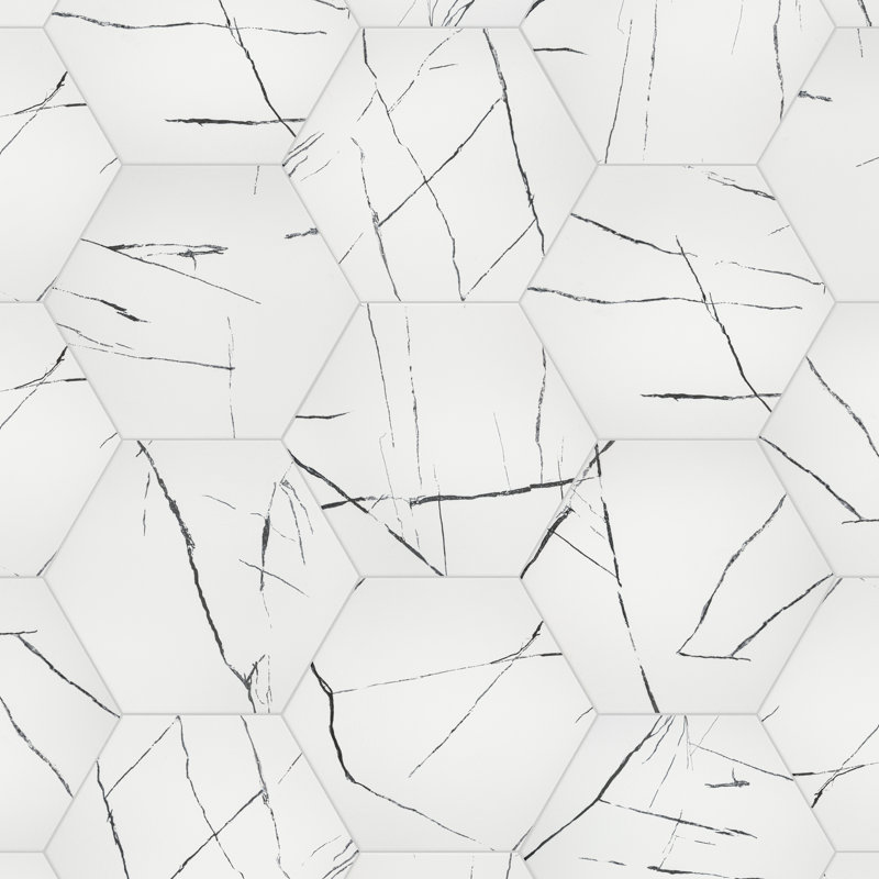 Visium Hex 17" x 20" Porcelain Marble Look Floor and Wall Tile