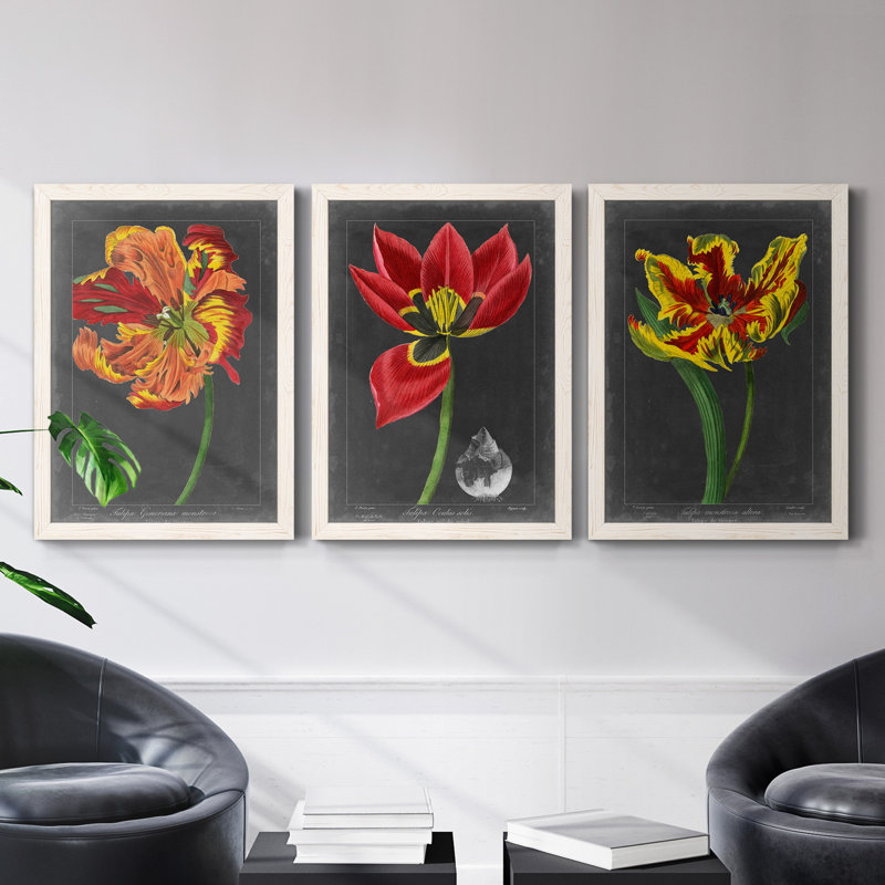 By The Window I - Ensemble de 3 peintures sur toiles encadrées, H 43,5 po x l 31,5 po x P 1 po, Blanc