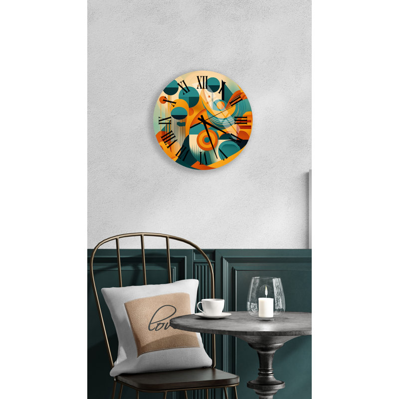 Horloge murale Mid-Century, Noir