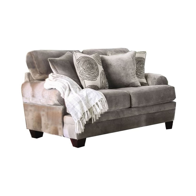 Causeuse transitionnelle l 69,4 po, gris / motif