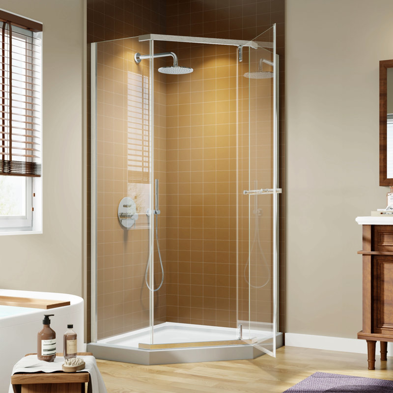 Corner Shower Enclosure 36 In. W X 72 In. H Frameless Neo-Angle Shower Enclosure, 1/4" (6Mm) Clear Sgcc Tempered Glass, Pivot Shower Door ,Shower Base Not Included