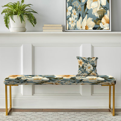 Boho Victorian Fusion Victorian Motif II - Banc rembourré floral doré