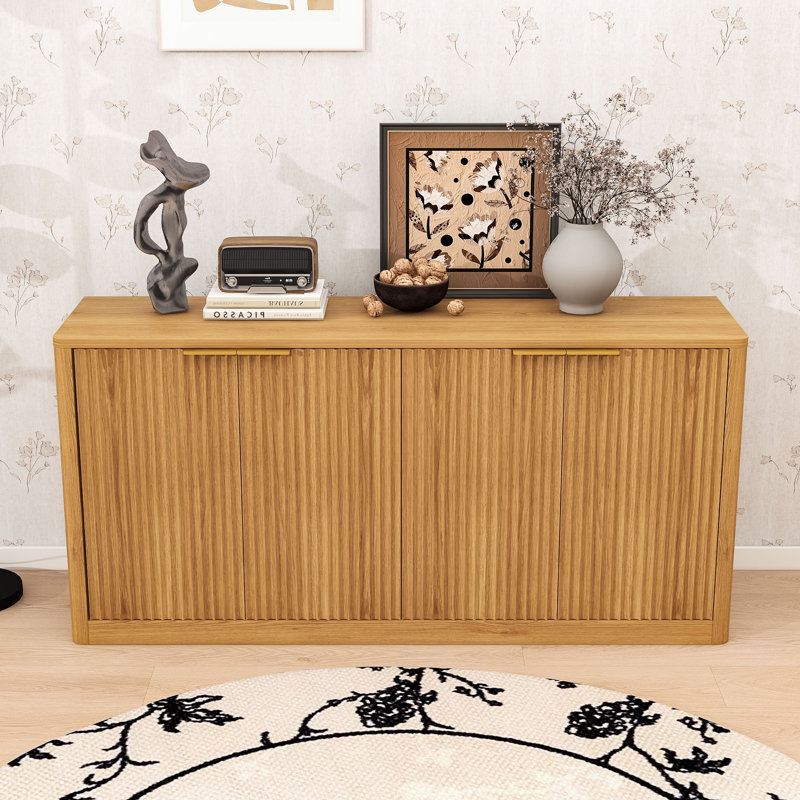 Buffet de rangement moderne avec design Wave - avec beaucoup de rangement, Naturel