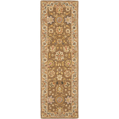 Tapis brun / ivoire en laine crocheté à la main Hollander