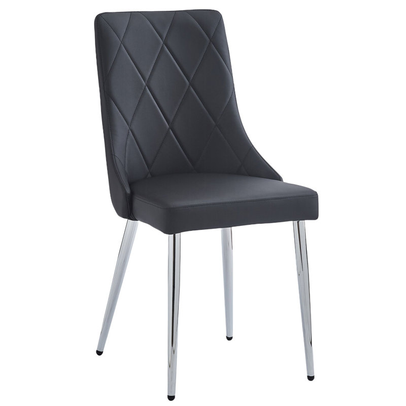 Chaise de salle à manger Ninfa, ensemble de 2, en noir et chrome, Noir