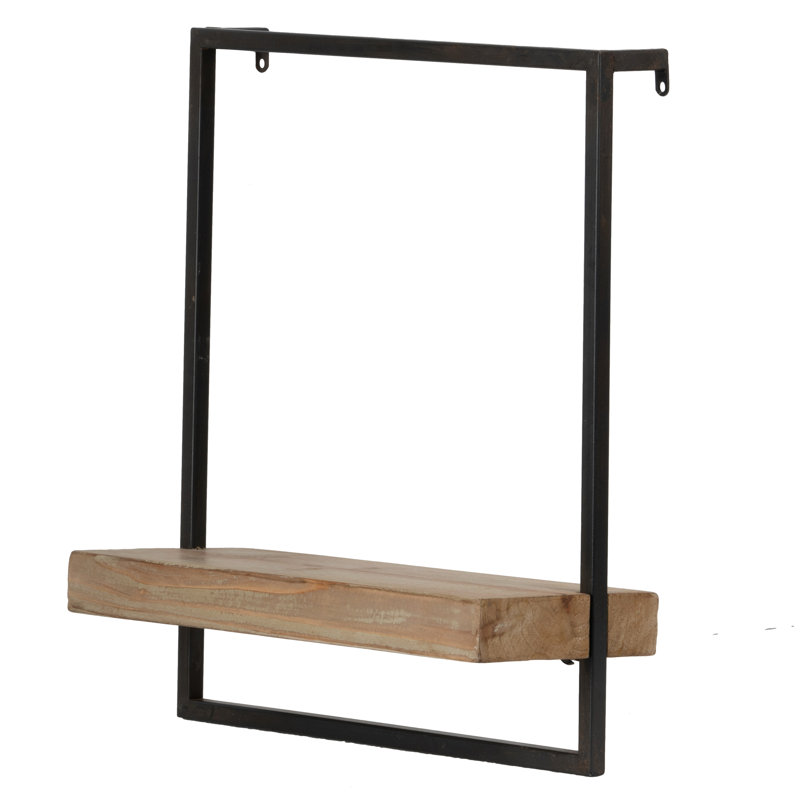 Tablette murale en fer et bois, 15,7 po x 5,9 po x 17,7 po, décor à la maison, thème industriel, étagère de décoration classique, look, design artistique