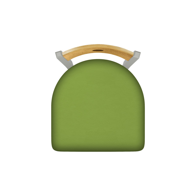 Voltaire 18'' H Upholstered Metal Maple Side Chair, Anodized Nickel, Medium Maple, Vinyl-Canter Kiwi Green