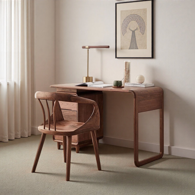 Bureau en bois de noyer noir - Espace pour les jambes spacieux