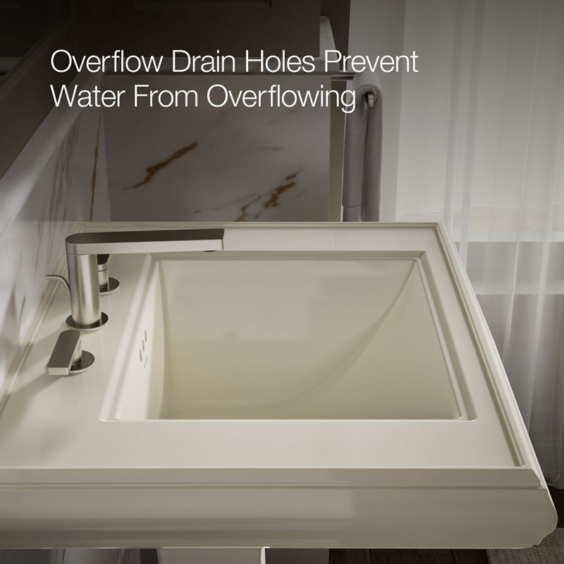 Memoirs® Rectangular Pedestal Bathroom Sink with Overflow, Biscuit, 8'' Centers