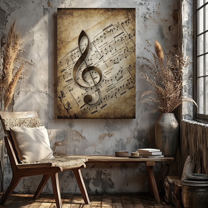 Toile, art rétro inspiré d'un fond de papier texturé vieilli, H 9 po x l 12 po