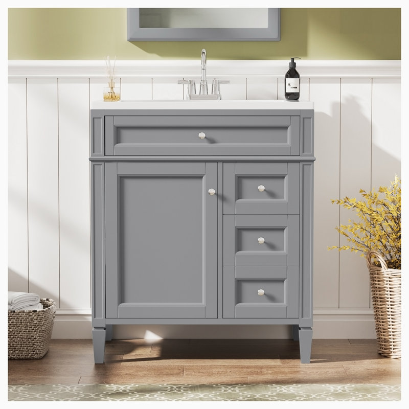 Meuble-lavabo simple avec plateau Diyana 30,00, Gris