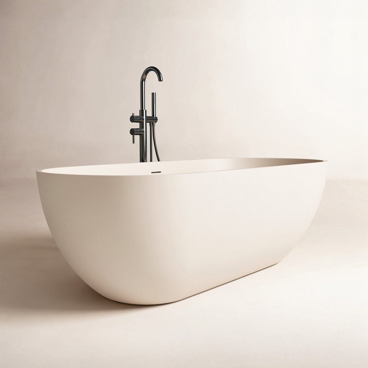 Forma 69" Solid Surface Soaking Bathtub, Milky Coffee
