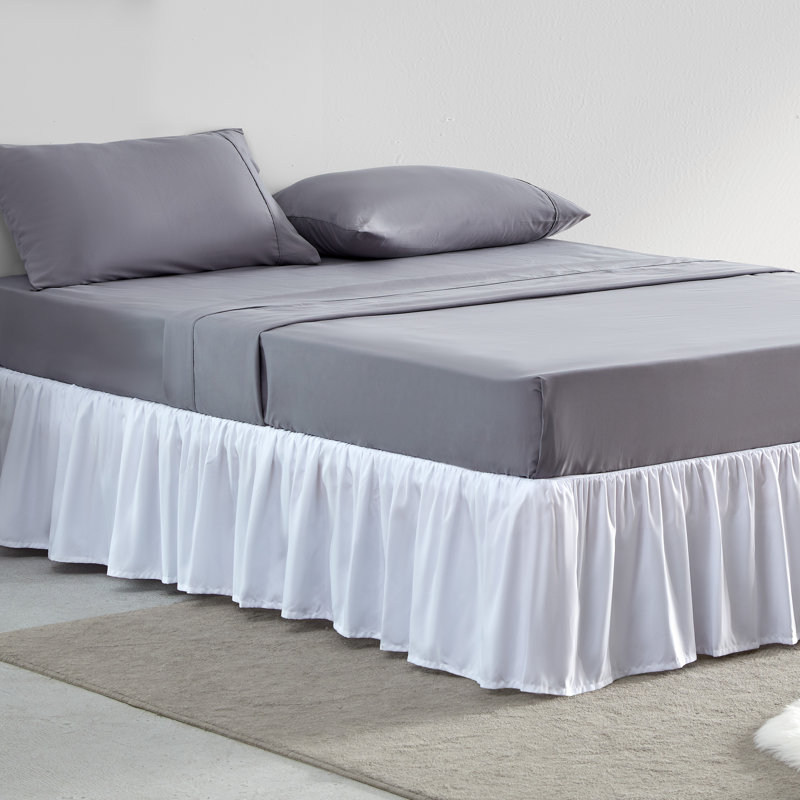 Ruffled Bed Skirt, White, Queen