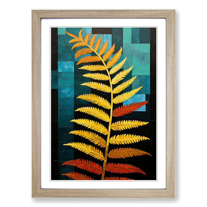 Fern Leaf Constructivism No.2 - Framed Print, 64cm H x 46cm W x 2cm D, Oak