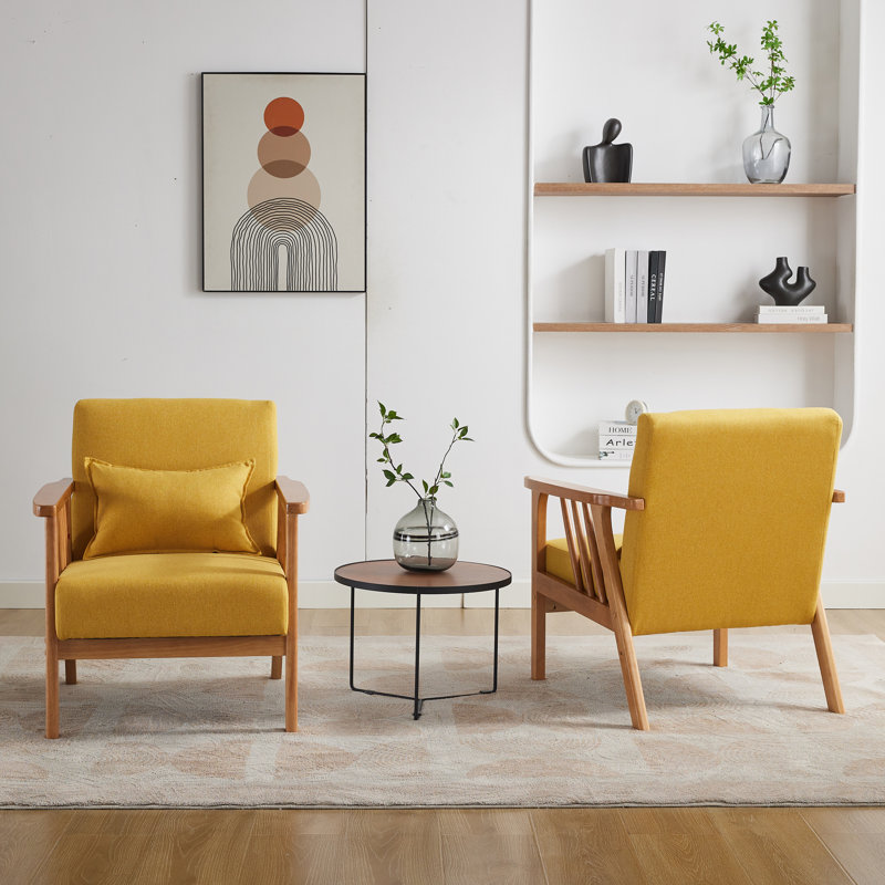 Raeliegh Upholstered Armchair, Yellow Linen