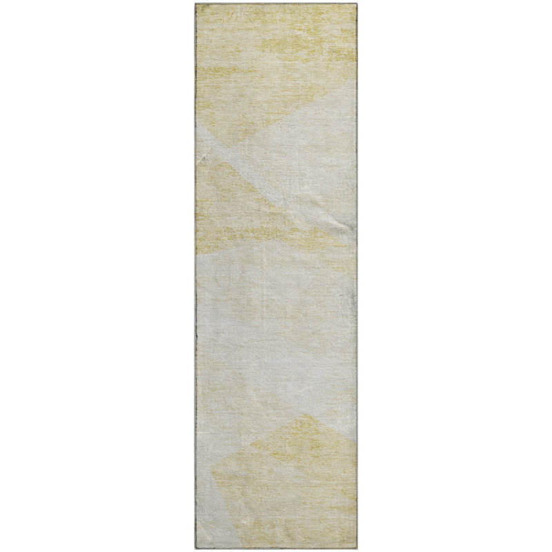Premium Machine Washable Prisco Gold Rug, Runner 2'3" x 7'6"