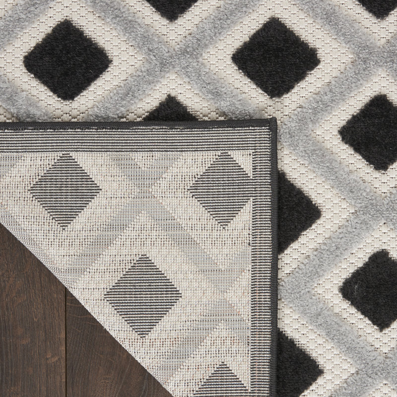 Tapis noir Newton Houndstooth, Tapis de couloir 2 pi 3 po x 10 pi