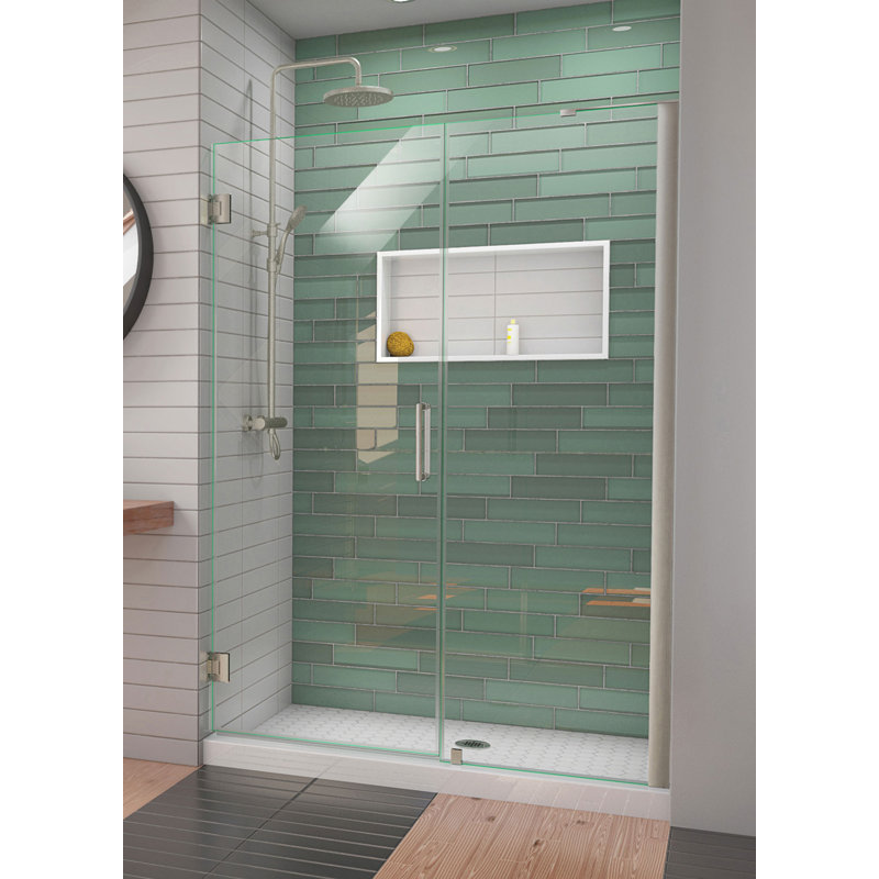 DreamLine Unidoor-LS 51-52 inch W x 72 inch H Frameless Hinged Shower Door in Brushed Nickel, Brushed Nickel, 52"