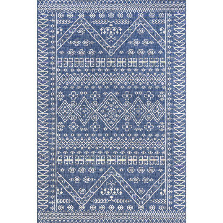 Unique Loom Pool Indoor/Outdoor Modern Rug Blue/Ivory 8' x 11' 4