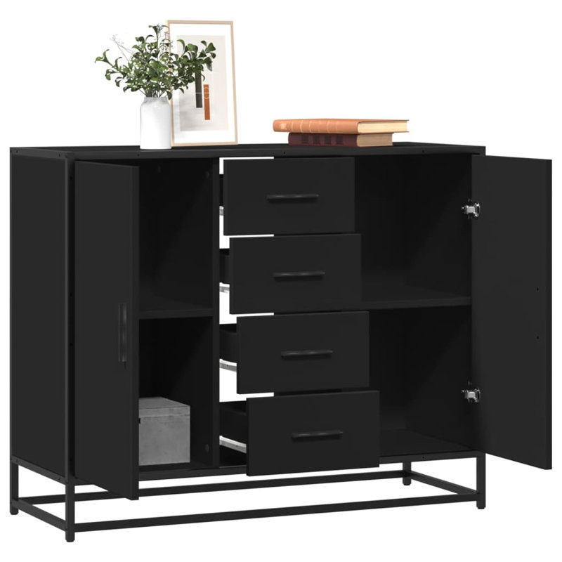 Sideboard 92X35x76 Cm Engineered Wood, Black