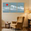 Nautique et plage, vagues océaniques, soleil rouge, ensemble de 3 reproductions d'art sur toile-13836668