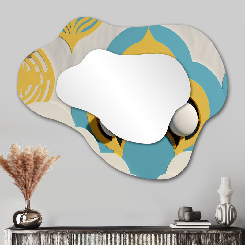 Blue Moon Rising I - Religious Landscape Asymmetrical Traditional Large Wall Mirror, 27" x 35"