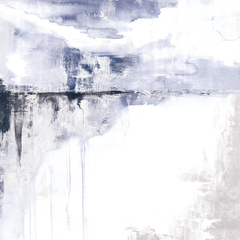 Indigo And Grey Abstract - Wrapped Canvas Print, 30cm H x 30cm W x 3.8cm D